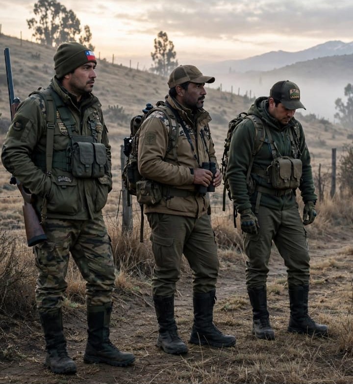 Equipo en terreno, patrullaje rural con botas tácticas